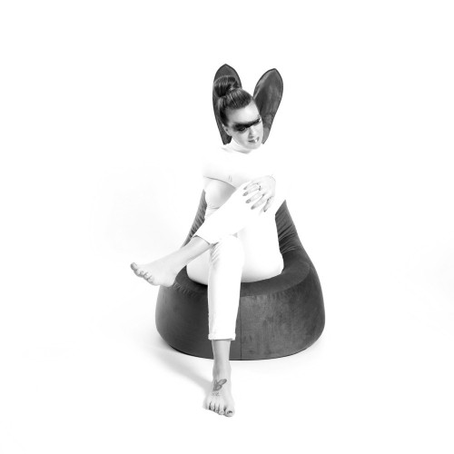 Qubo™ Mommy Rabbit Black Ears Aqua VELVET FIT пуф (кресло-мешок) image 3