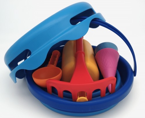 COMPACTOYS Pludmales spainis ar smilšu kastes rotaļlietām 7-in-1, zils image 3