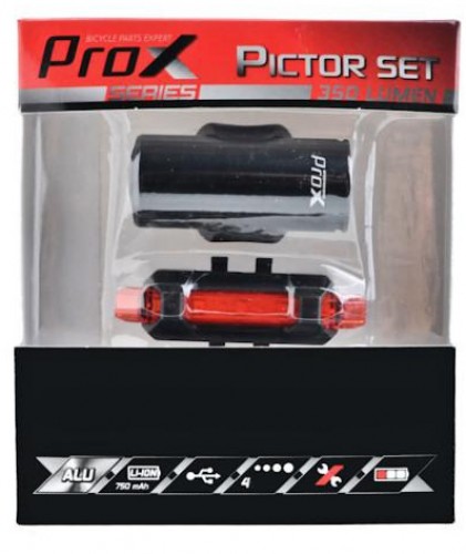 Apgaismojums komplekts ProX Pictor CREE 350Lm + 10Lm USB black image 3