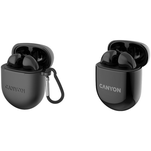 CANYON TWS-6, Bluetooth headset, with microphone, BT V5.3 JL 6976D4, Frequence Response:20Hz-20kHz, battery EarBud 30mAh*2+Charging Case 400mAh, type-C cable length 0.24m, Size: 64*48*26mm, 0.040kg, Black image 3