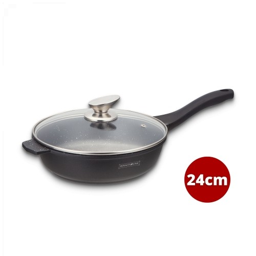 Royalty Line RL-BDF24-M: 24cm Marble Coated Cooking Pan w/ Glass Lid image 3