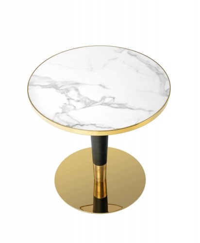 Halmar MORATA round table, white marble / black / gold image 3