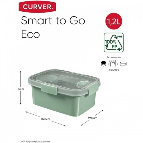 Curver Набор пищевых контейнеров 4шт. 0,6 + 0,6 + 0,3 + 1 + 1,2 л Smart Eco To Go светло-зеленый image 3