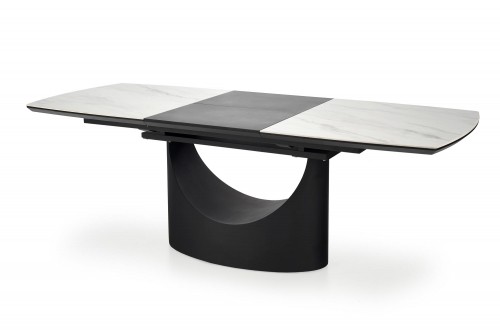 Halmar OSMAN extension table, white marble / black image 3