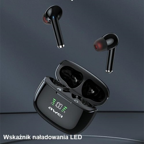 AWEI słuchawki sportowe Bluetooth 5.2 TA8 TWS + stacja dokująca czarny|black image 3