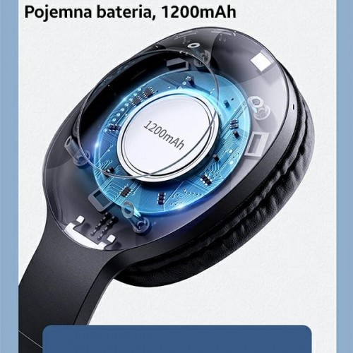 USAMS Słuchawki nauszne Bluetooth YX05 E-Join Series czarny|black TDLYEJ02 twarde etui, 1200mAh image 3