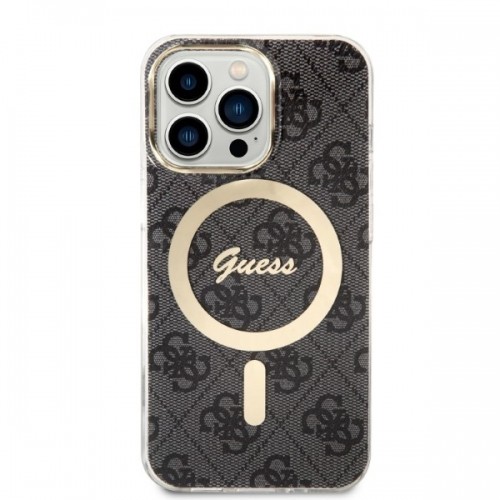 Zestaw Guess GUBPP13XH4EACSK Case+ Charger iPhone 13 Pro Max czarny|black hard case 4G Print MagSafe image 3
