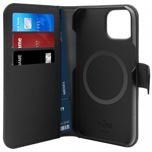 Puro Wallet Detachable iPhone 14 Plus 6,7" 2w1 MagSafe czarne|black PUIPC1467BKMAG1BLK image 3
