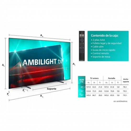 Смарт-ТВ Philips 55OLED718 55" 4K Ultra HD OLED AMD FreeSync image 3