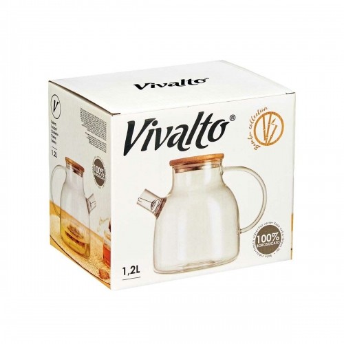 Vivalto Кувшин с заварочным фильтром Прозрачный Бамбук Боросиликатное стекло 1,2 L 22 x 16 x 14 cm (6 штук) image 3