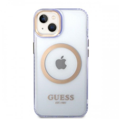 Guess GUHMP14SHTCMU iPhone 14 6,1" purpurowy|purple hard case Gold Outline Translucent MagSafe image 3