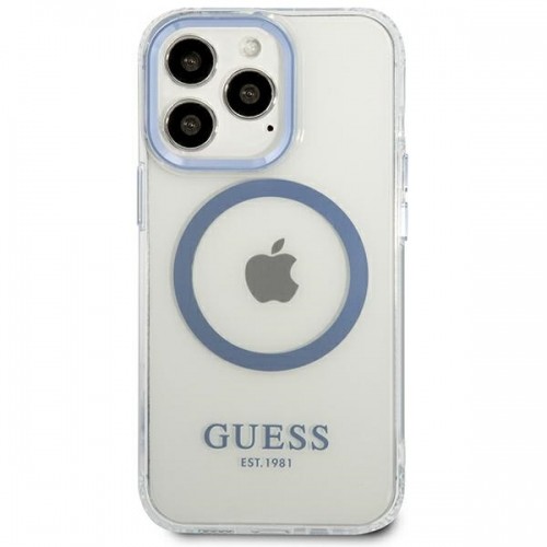Guess GUHMP13XHTRMB iPhone 13 Pro Max 6,7" niebieski|blue hard case Metal Outline Magsafe image 3