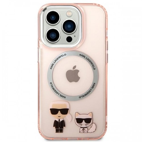 Karl Lagerfeld MagSafe Compatible Case Karl and Choupette for iPhone 14 Pro Max Pink image 3