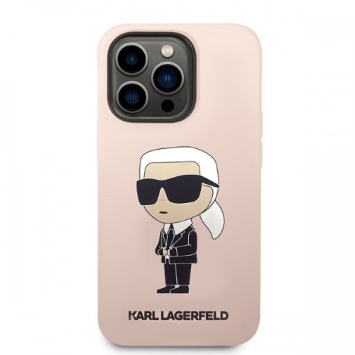 Karl Lagerfeld KLHMP14LSNIKBCP iPhone 14 Pro 6,1" hardcase różowy|pink Silicone Ikonik Magsafe image 3