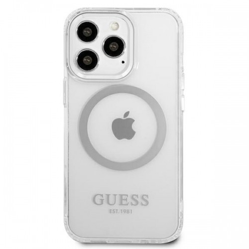 Guess GUHMP13LHTRMS iPhone 13 Pro | 13 6,1" srebrny|silver hard case Metal Outline Magsafe image 3