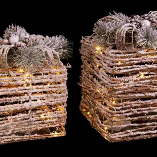Bigbuy Christmas Ziemassvētku Nieciņš Dabisks Metāls Plastmasa Šķiedra Dāvanu Komplekts 25 x 25 x 36 cm (3 gb.) image 3
