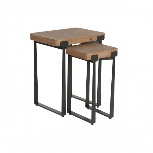 Набор из двух столиков Home ESPRIT Коричневый Чёрный Железо Ель 50 x 38 x 62 cm image 3