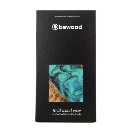 Wood and Resin Case for Samsung Galaxy A54 5G Bewood Unique Turquoise - Turquoise Black image 3