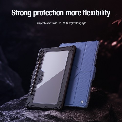 Nillkin Bumper PRO Protective Stand Case Multi-angle for Samsung Galaxy Tab S9 Sapphire Blue image 3