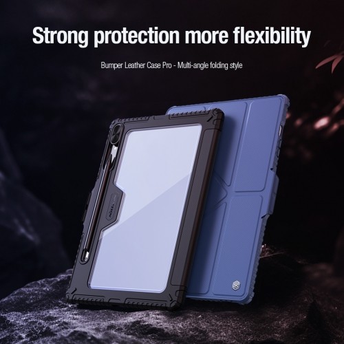 Nillkin Bumper PRO Protective Stand Case Multi-angle for Samsung Galaxy Tab S9+ Sapphire Blue image 3