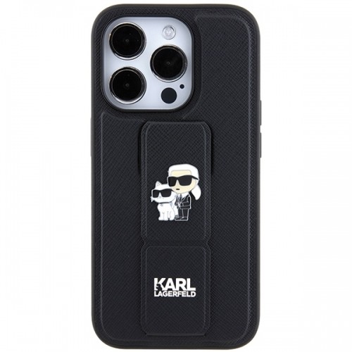 Karl Lagerfeld KLHCP14LGSAKCPK iPhone 14 Pro 6.1" czarny|black hardcase Gripstand Saffiano Karl&Choupette Pins image 3