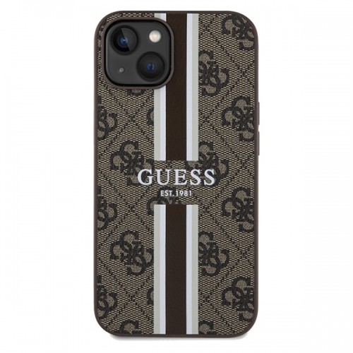 Guess GUHMP15SP4RPSW iPhone 15 | 14 | 13 6.1" brązowy|brown hardcase 4G Printed Stripes MagSafe image 3