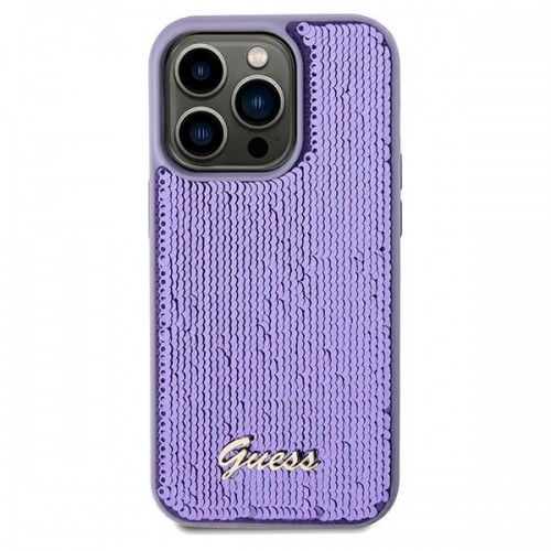 Guess GUHCP13XPSFDGSU iPhone 13 Pro Max 6.7" fioletowy|purple hardcase Sequin Script Metal image 3