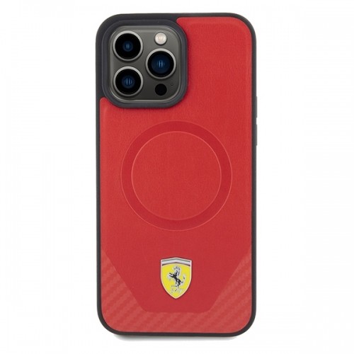 Ferrari FEHMP15LPTER iPhone 15 Pro 6.1" czerwony|red hardcase Carbon Metal Logo MagSafe image 3