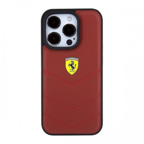 Ferrari FEHCP15LRDUR iPhone 15 Pro 6.1" czerwony|red hardcase Leather Stitched Lines image 3