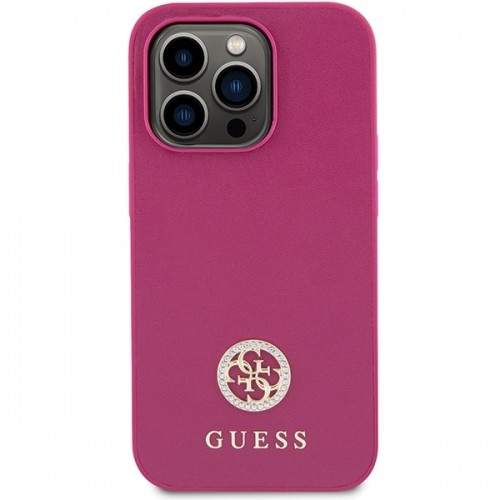Guess GUHCP15LPS4DGPP iPhone 15 Pro 6.1" różowy|pink hardcase Strass Metal Logo image 3