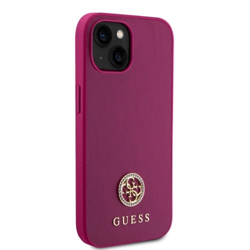 Guess PU 4G Strass Metal Logo Case for iPhone 15 Pink image 3