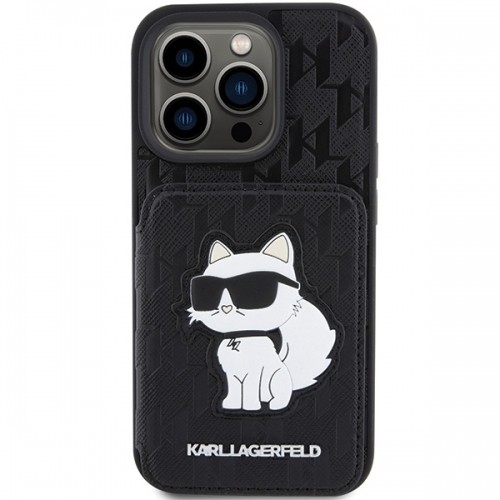 Karl Lagerfeld KLHCP15LSAKCNSCK iPhone 15 Pro 6.1" czarny|black hardcase Saffiano Cardslots and Stand Monogram Choupette image 3