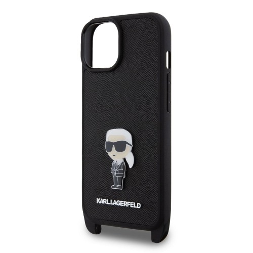 Karl Lagerfeld Saffiano Crossbody Metal Ikonik Case for iPhone 15 Black image 3
