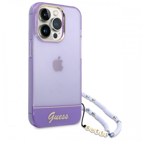Guess GUHCP14LHGCOHU iPhone 14 Pro 6,1" fioletowy|purple hardcase Translucent Pearl Strap image 3