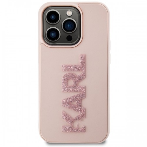 Karl Lagerfeld KLHCP15X3DMBKCP iPhone 15 Pro Max 6.7" różowy|pink hardcase 3D Rubber Glitter Logo image 3