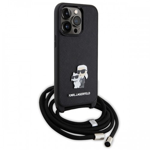 Karl Lagerfeld KLHCP13LSAKCPSK iPhone 13 Pro | 13 6.1" hardcase czarny|black Crossbody Saffiano Metal Pin Karl & Choupette image 3