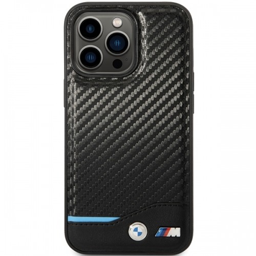 Etui BMW BMHCP13X22NBCK iPhone 13 Pro Max 6.7" czarny|black hardcase Leather Carbon image 3