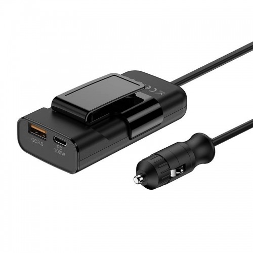 Budi 105W Car Charger, USB + USB-C, PD + QC 3.0 (Black) image 3