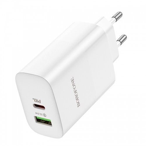 OEM Borofone Wall charger BN10 Sunlight - USB + Type C - QC 3.0 PD 65W white image 3
