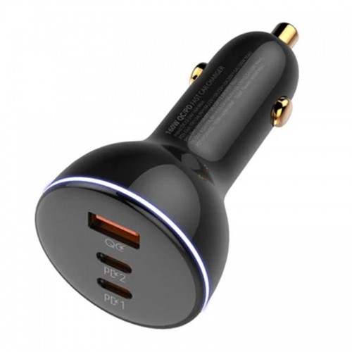 LDNIO C102 Car Charger, USB + 2x USB-C, 160W + USB-C to Lightning Cable (Black) image 3