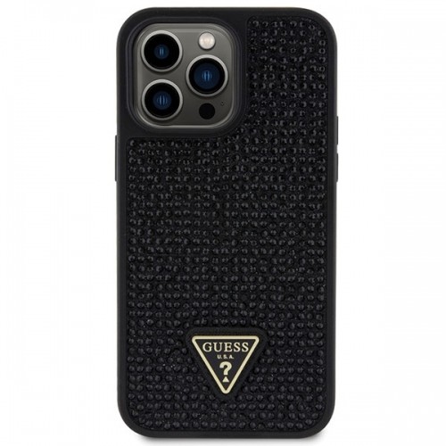 Guess Rhinestones Triangle Metal Logo Case for iPhone 14 Pro Max Black image 3