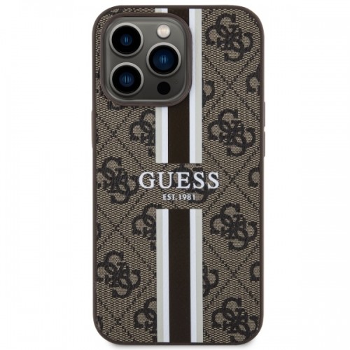 Guess GUHMP13XP4RPSW iPhone 13 Pro Max 6.7" brązowy|brown hardcase 4G Printed Stripes MagSafe image 3