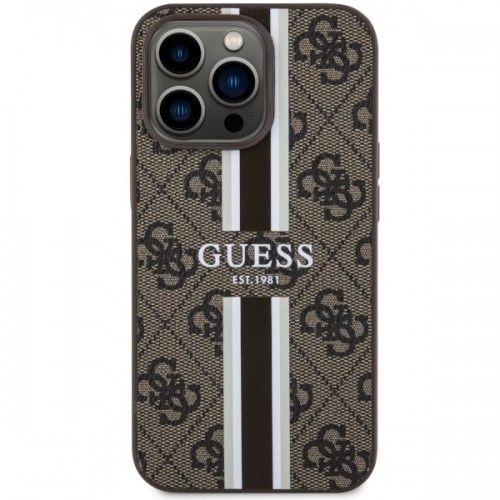 Guess GUHMP13LP4RPSW iPhone 13 Pro | 13 6.1" brązowy|brown hardcase 4G Printed Stripes MagSafe image 3
