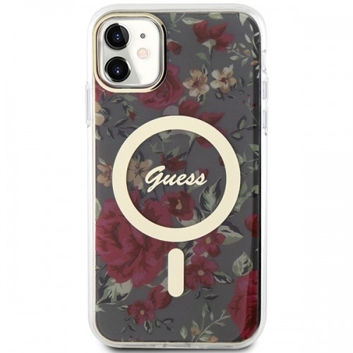 Guess PC|TPU Flowers IML MagSafe Compatible Case for iPhone 11 Kaki image 3