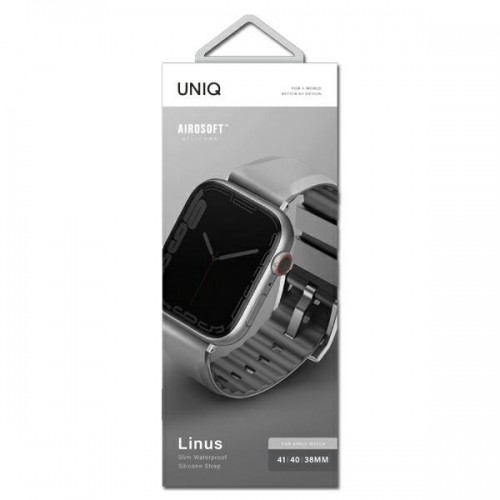 UNIQ pasek Linus Apple Watch Series 4|5|6|7|8|SE|SE2 38|40|41mm. Airosoft Silicone szary|chalk grey image 3