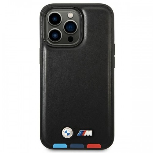 Etui BMW BMHMP14X22PTDK iPhone 14 Pro Max 6,7" czarny|black Leather Stamp Tricolor Magsafe image 3
