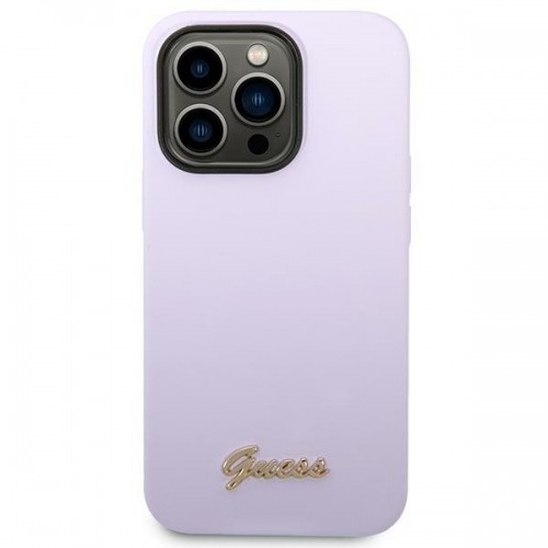 Guess GUHCP14XSLSMU iPhone 14 Pro Max 6,7" fioletowy|purple hard case Silicone Vintage Gold Logo image 3