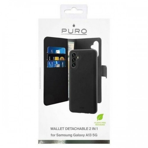 Puro Wallet Detachable Samsung A13 5G A136 2w1 czarne|black SGA13BOOKC3BLK image 3
