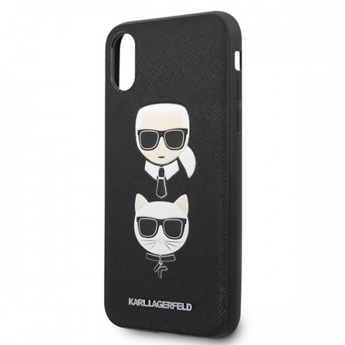 Karl Lagerfeld KLHCI65SAKICKCBK iPhone XS Max czarny|black hardcase Saffiano Karl&Choupette Head image 3