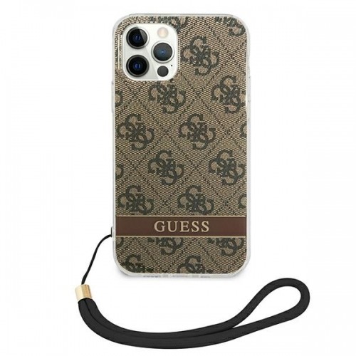 Guess GUOHCP12MH4STW iPhone 12|12 Pro brązowy|brown hardcase 4G Print Strap image 3